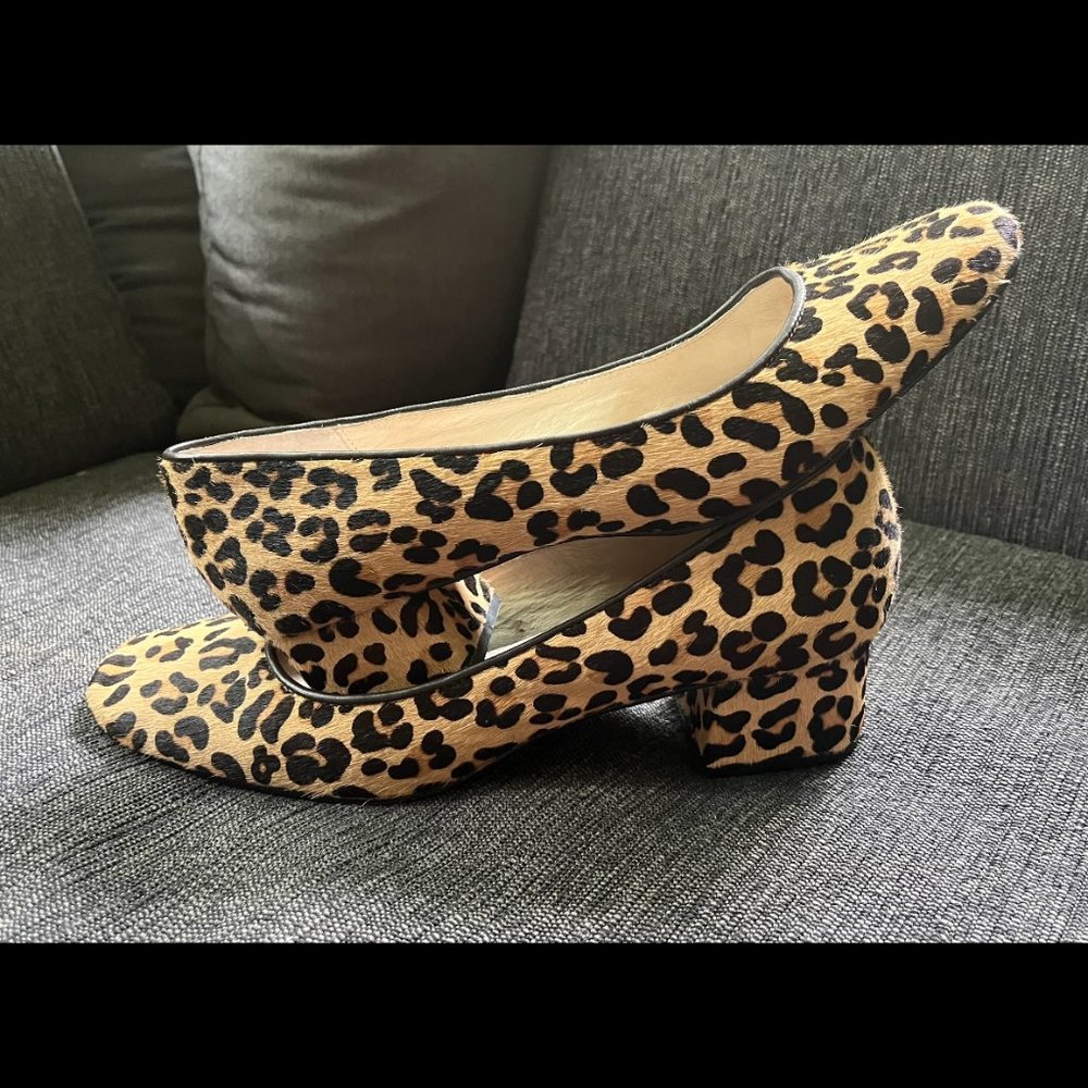 Bettye Muller calfskin leopard pumps with heel